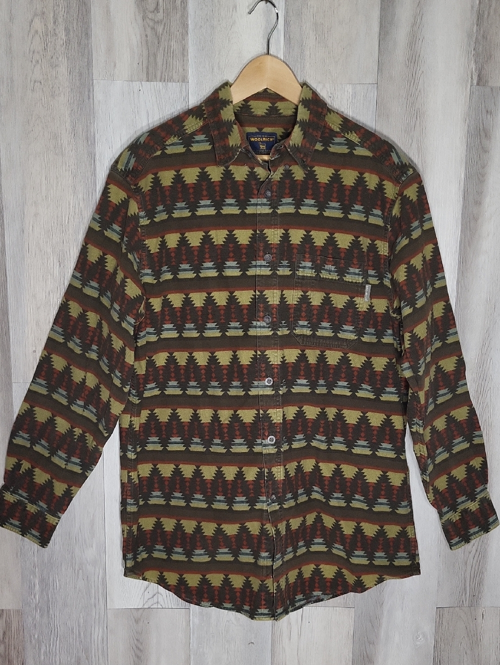 Vintage Woolrich Aztec Southwestern‎ Flannel Shirt Mens XL 100% Cotton Tribal